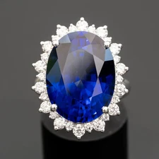 8.76 Ct Oval Natural Sapphire & Diamond Wedding Ring 14K Solid White Gold Sz 6.5