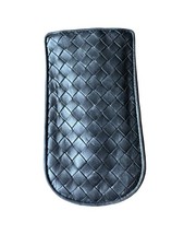 Vintage BOTTEGA VENETA Black 70s Intrecciato Weave Leather Sunglasses Soft Case