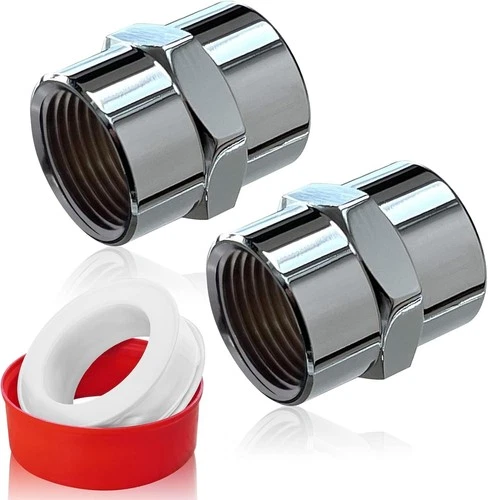 2 Pack 1/2" x NPT Female, Chrome Plated Shower Head Coupling  - Picture 1 of 2