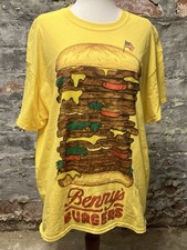 STRANGER THINGS S1E1 Benny’s Burgers Hand Drawn XL Fan Art T-shirt Yellow