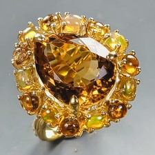 Handmade 12 ct+ Natural Citrine Quartz Ring 9...