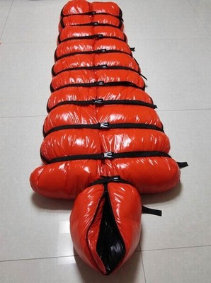 Shiny wetlook nylon tie closed mummy down binding bound bundle sleeping bag warm