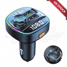 Bluetooth 5.0 Car Wireless FM Transmitter Adapter USB PD Charger AUX Hands LOT