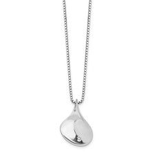 .925 Sterling Silver 0.01 Ct. Diamond Teardrop Pendant 18" Necklace White Ice