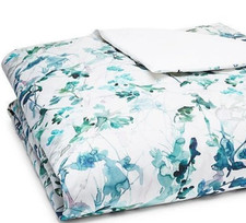 Sferra Totolla F/ Queen Duvet Cover Turquoise Floral Cotton Percale Italy New