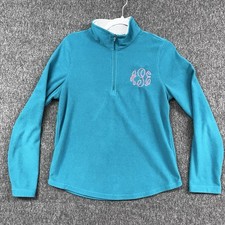 Danskin Now 1/4 Zip Womens Medium 8-10 Teal Fleece Long Sleeve