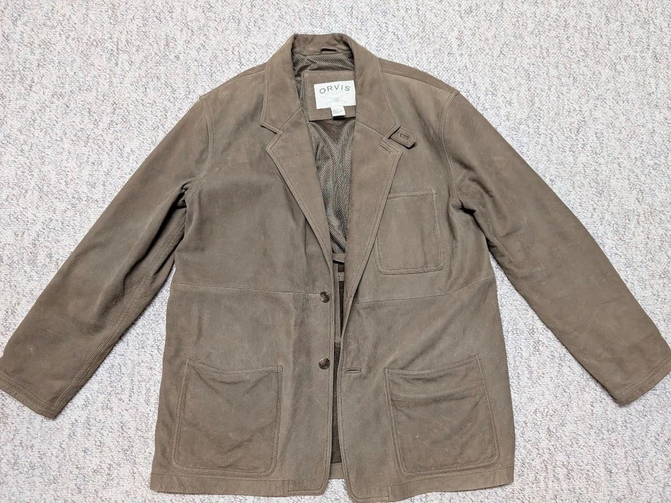 ORVIS leather jacket ZAMBEZI blazer coat L brown (46-48) safari sportscoat - Image 3 of 4