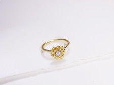 Rose Birth Flower Ring June Birth Month Flower Alexandrite Ring sterling silver