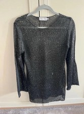 Perrie Sian For In The Style Black Net Bikini Beach Cover Up With Silver Sequins