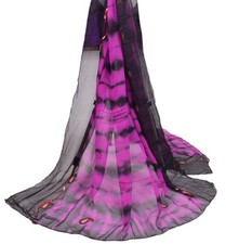 Sushila Vintage Tie-Dye Dupatta Pure Georgette Magenta Black Long Stole Scarves