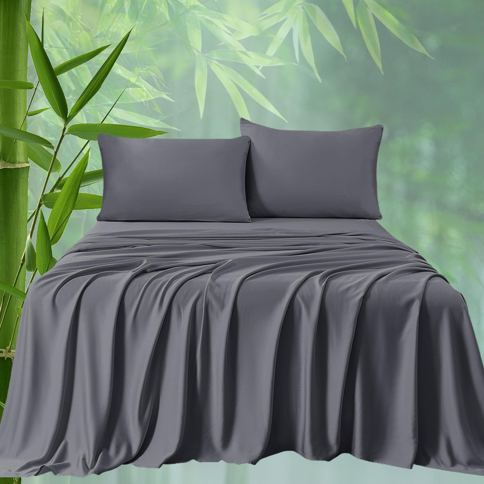100% Viscose Derived from Bamboo Sheets for Hot Sleepers, 400 Thread Count, 1...