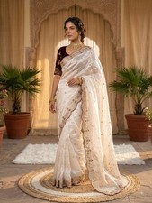 Pakistani Sari Party Wear Indian Bollywood Wedding Designer Saree Blouse Ethnic
