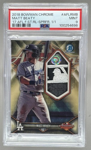 Matt Beaty 2018 Bowman Chrome SuperFractor 2017 AFL Fall Stars Patch 1/1 PSA 9