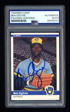 BEN OGLIVIE SIGNED 1984 FLEER BASEBALL CARD PSA/DNA AUTO MILWAUKEE BREWERS HOF