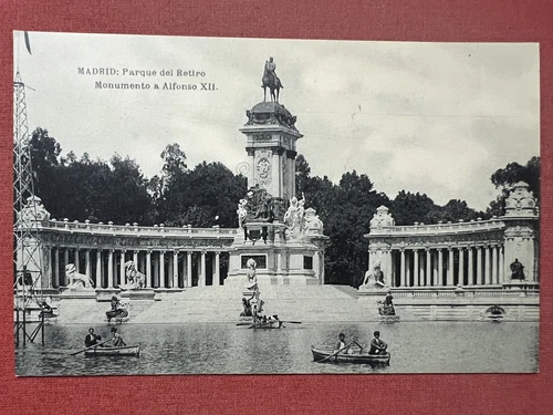 Cartolina - Spagna - Madrid - Parque del Retiro - Monumento a Alfonso XII - 1910