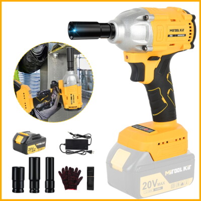 Cordless Electric Impact Wrench Gun 1/2'' High Power Driver with Li-ion Battery