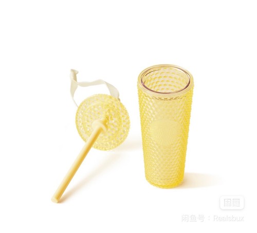 New Starbucks Coffee 2022 Cold Cup Ornament Bling Studded Icy Yellow - Picture 6 of 6