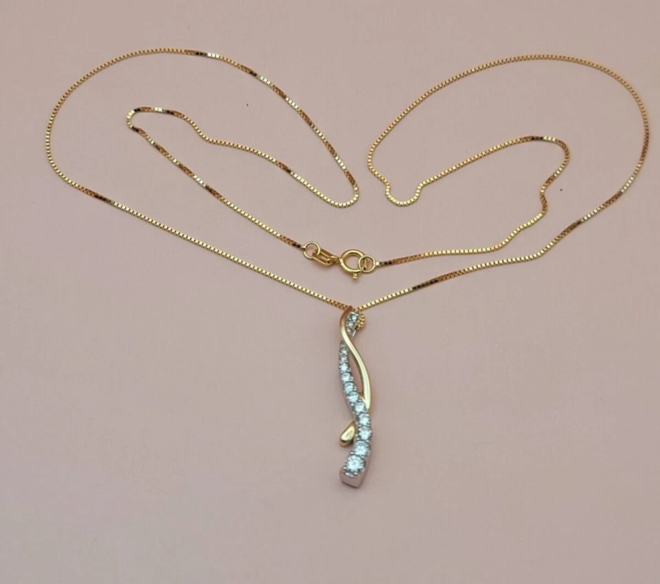 IKS 14k Viaje Diapositiva Colgante 16 Diamantes Graduados 1.0 CTW 24" Caja Collar Foto 3 de 4