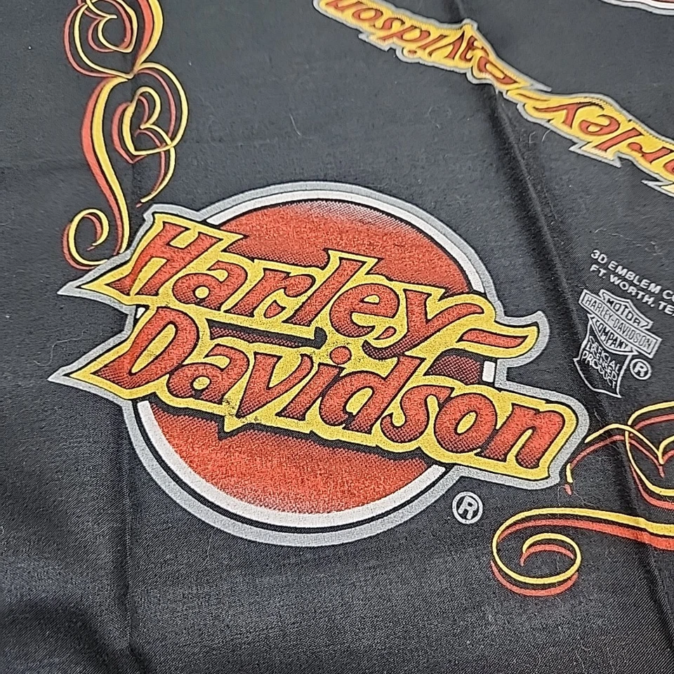 Vintage Harley Davidson 3D Emblem Ft Worth TX Bandana Handkerchief Face Mask Foto 3 de 4