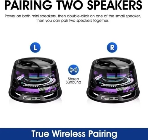 Bluetooth Speaker G200 Magnetic Ultra-Portable LED Wireless Speakers Mini RGB UK - Picture 2 of 15