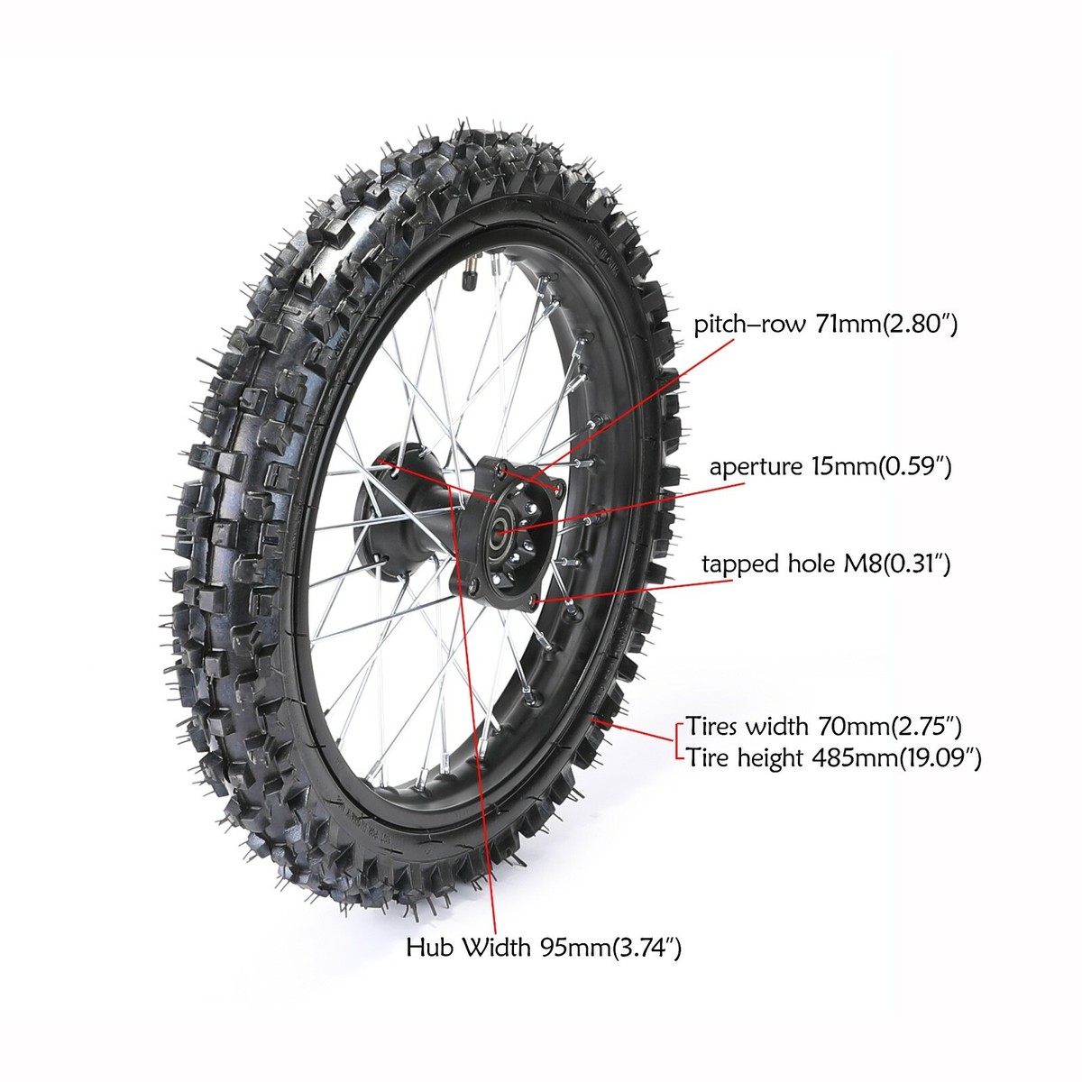 12& REAR WHEEL 80/100-12 Tyre Rim Disc Brake for CRF50 140 KLX110 125cc