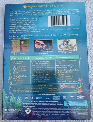 The Little Mermaid Two-Disc Platinum Edition Disney's Under The Sea DVD Rated G - Picture 9 of 16