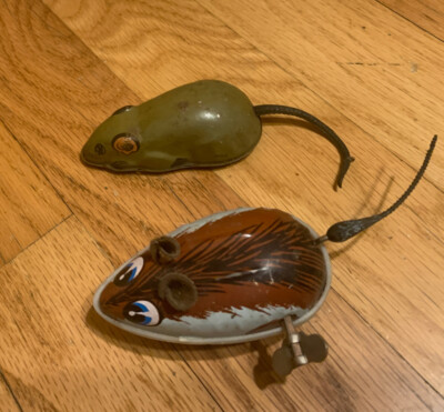 Tin Litho Wind -up Mouse Toy Hong Kong Mouse & bonus mouse Vintage