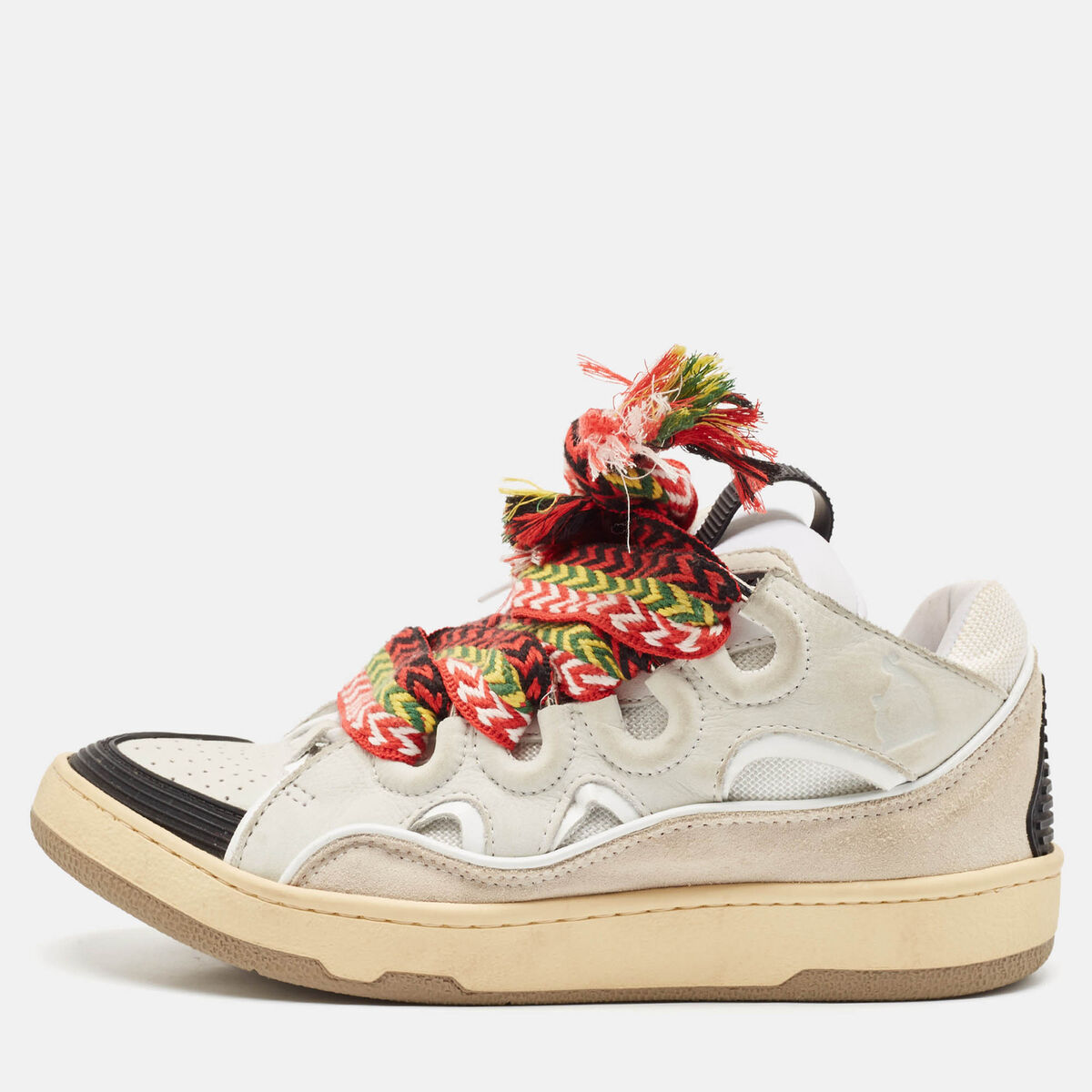 Lanvin Multicolor Leather and Suede Curb Chunky Sneakers Lanvin Multicolor Leather and Suede Curb Chunky Sneakers