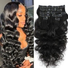 Long Loose Wave Clip In HairExtensions Human Hair Remy Hair 8 Pcs/Set Full Head
