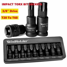 Impact Torx Bit Sockets Set 3/8" Dr Impact T20 T25 T27 T30 T40 T45 T50 T55 T60