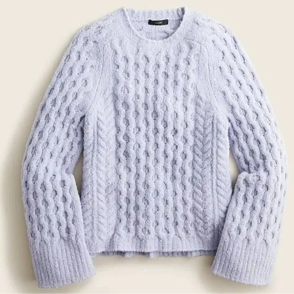 J. Crew Algodón Boucle Abierto Grueso Punto Suéter en Peri Shadow Mujer Talla Pequeña