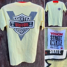 Vintage Vision Street Wear Skate To Live Vision Skate Boards T Shirt 80s 1980s M