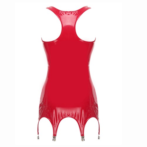 Mini abiti donna wet look vernice petto aperto con giarrettiera clip clubwear - Foto 13 di 41