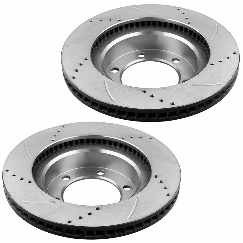 Rear Drilled Brake Rotors Ceramic Pads Set for 2004 2011 Ford F150 6