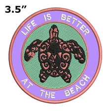 Tribal Turtle Life is Better at the Beach Patch Embroidered Iron-On/Sew-on