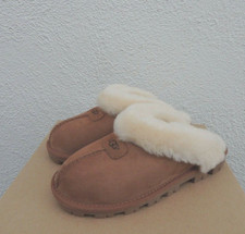 UGG COQUETTE CHESTNUT SUEDE SHEEPSKIN SLIPPERS, WOMEN US 11/ EUR 42 NIB