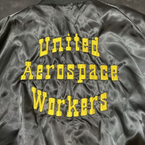 Aerospace Workers Jacket Vintage 1970s Union Workers Satin Bomber UAW Machinists - Picture 6 of 15