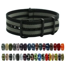 HNS Premium Ballistic Military Nylon Solid/Stripe PVD Watch Replacement Strap