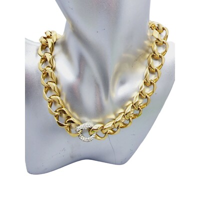 Vintage Signed Ciner Rhinestone Encrusted Heavy Curb Chain Necklace (A789)