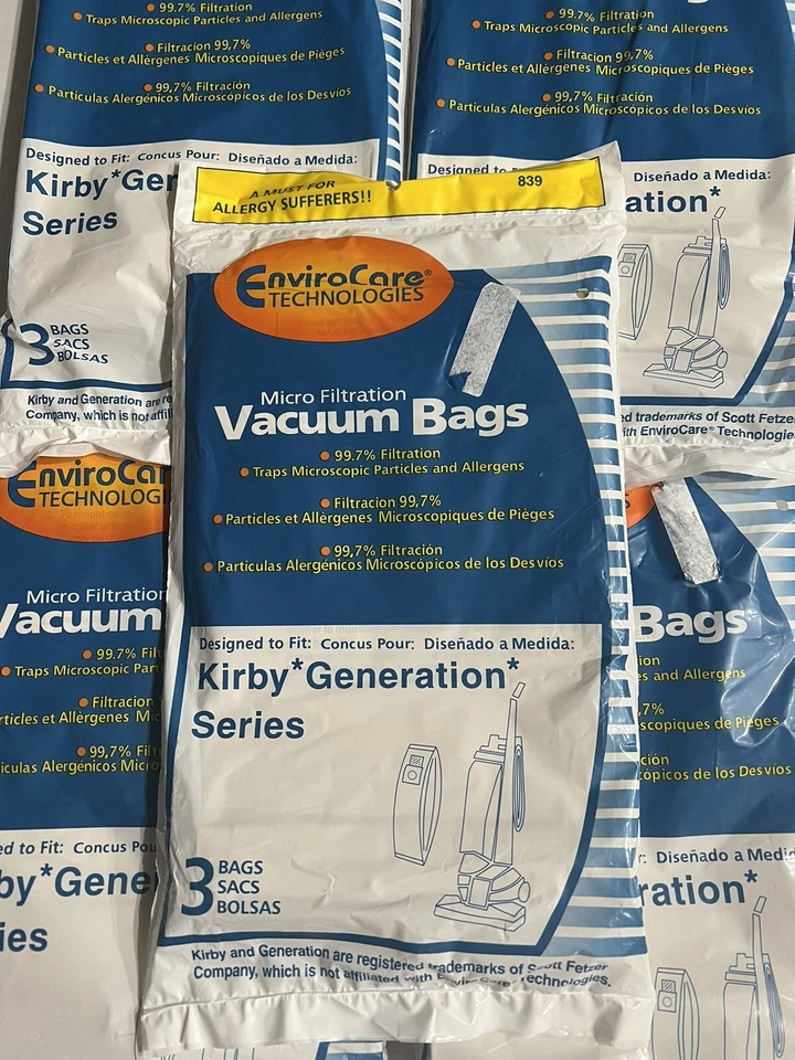 Kirby Vacuum Bags 3 Pack Envirocare Technologies 839 Micro Filtration  Lot Of 5 - Image 2 of 4
