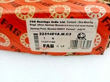 22314E1A.M.C3 Spherical Roller Bearing 70x150x51 NEW FAG INDIA 22314 E1 AM C3