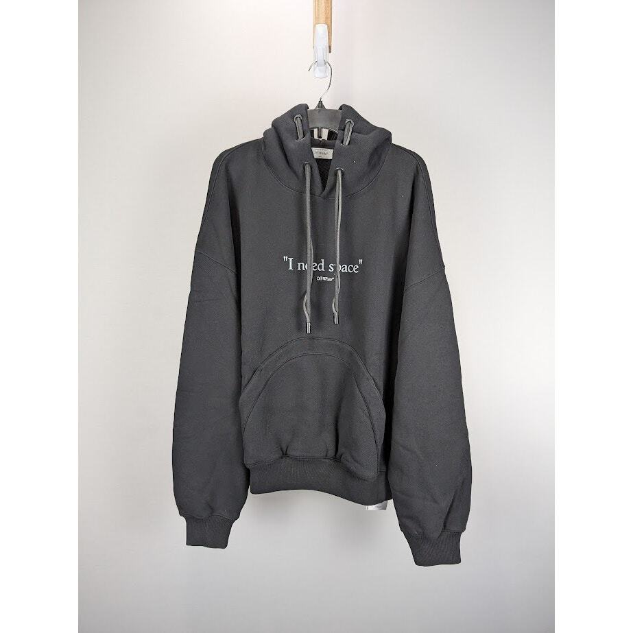Off White , Give Me Space DBL String Hoodie in Black / White BNWT