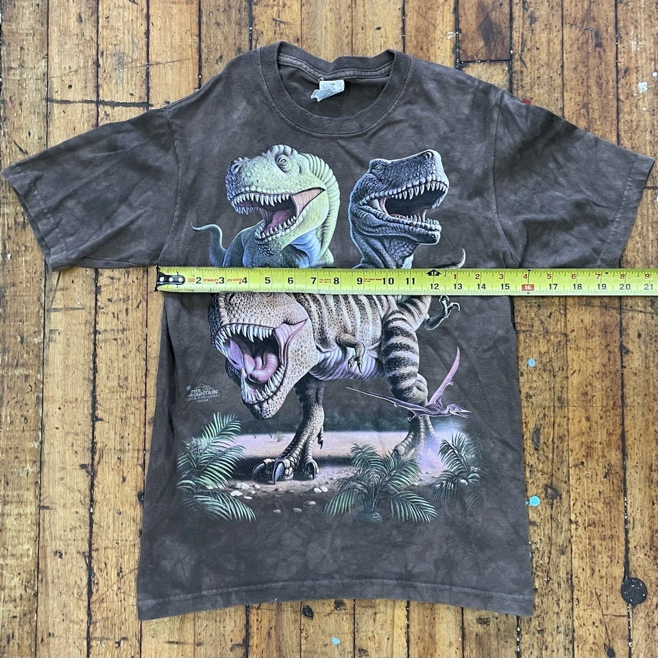 2009 ~ LA MONTAÑA ~ DINOSAURIOS RUGIENTES ~ Camiseta grande marrón juvenil Jerry Lofaro Foto 4 de 4