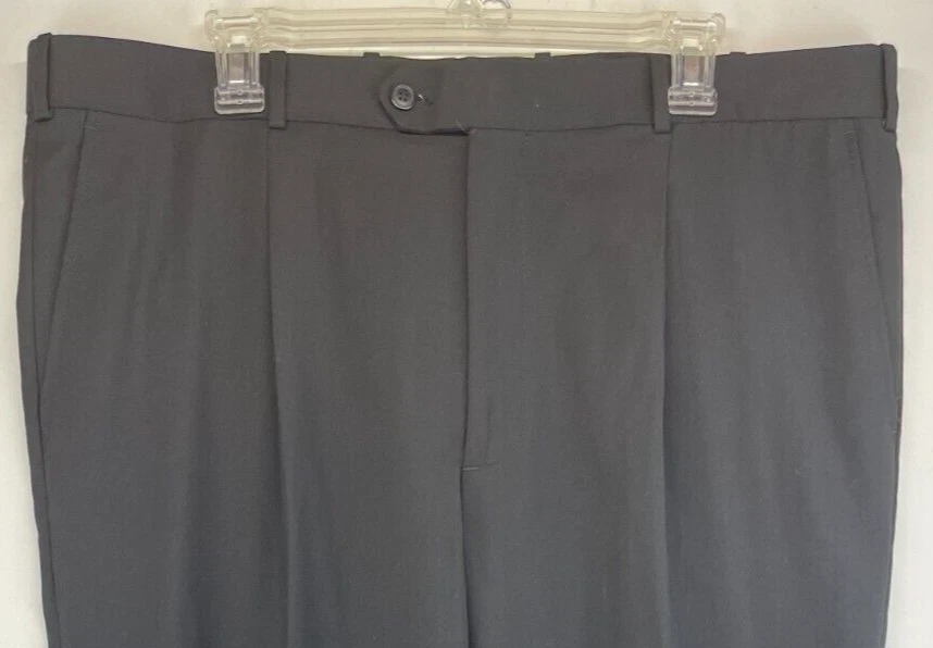 Pantalones de vestir Adolfo - Para hombre 40 x 30 - Negros - Pantalones de fácil cuidado - Plisados (1067) Foto 3 de 4