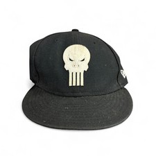 New Era The Punisher Marvel Comics Black Baseball Hat Cap Fitted Size 7 3/8 Wool
