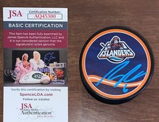 Ryan Pulock Signed Autographed New York Islanders Hockey Puck JSA