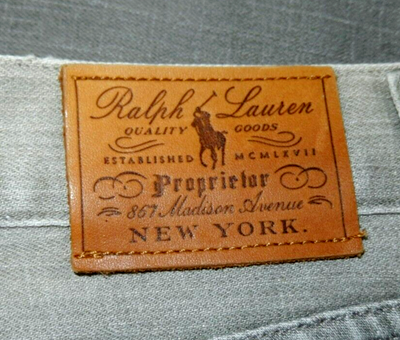 Ralph Lauren Black Label Leather Patch Jeans, distressed fade- 28  