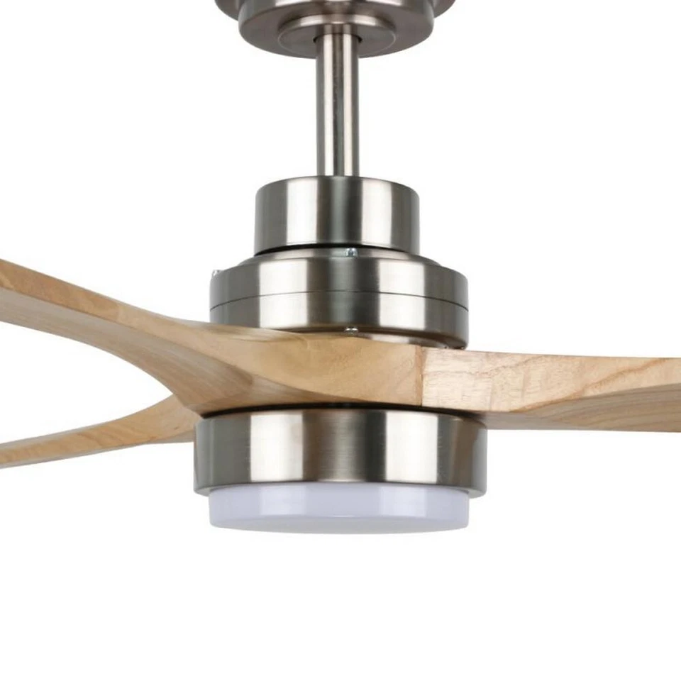 Lampadario Ventilatore da soffitto Nickel Wood 18W illuminazione Led regolabile - Immagine 4 di 4
