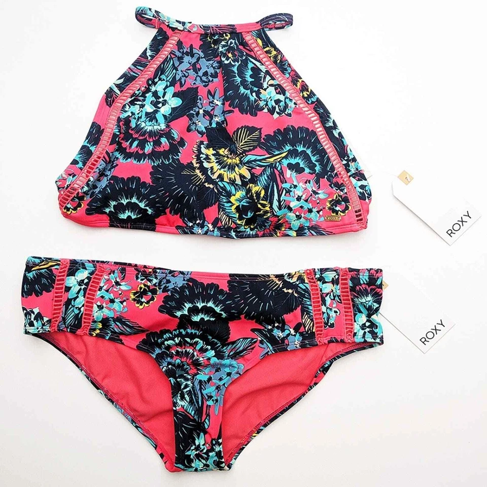 Bikini Tankini Grande Roxy Para Mujer Salty Shorty Tropical Floral 2 Piezas Foto 3 de 4