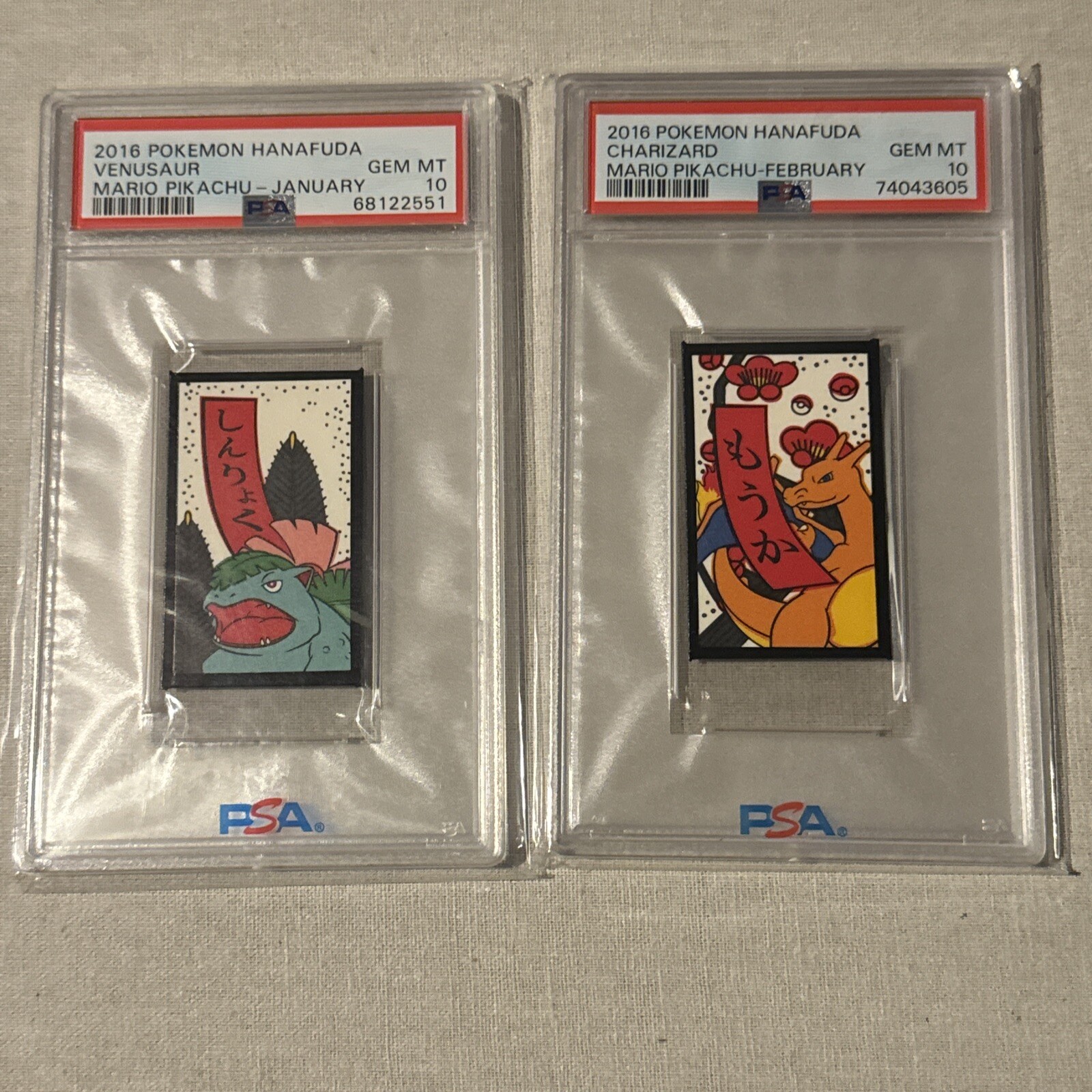PSA 10 2016 Charizard And Venasaur Pokemon Hanafuda Mario Pikachu February Gem